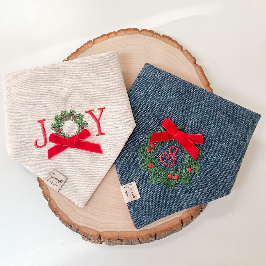Joy Embroidered Dog Bandana