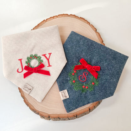 Joy Embroidered Dog Bandana
