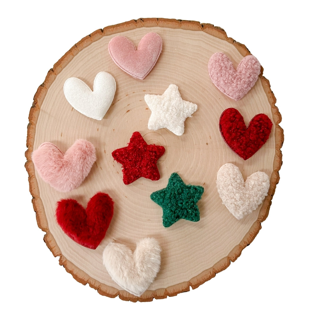 Velvet and Teddy Heart Stars Appliques